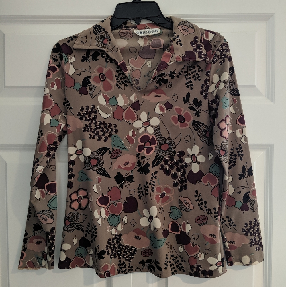 Vintage floral long sleeve collared shirt